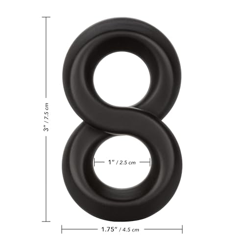 CalExotics Ultra-Soft Crazy 8 Dual Silicone Ring for Scrotum Support, Waterproof, Black