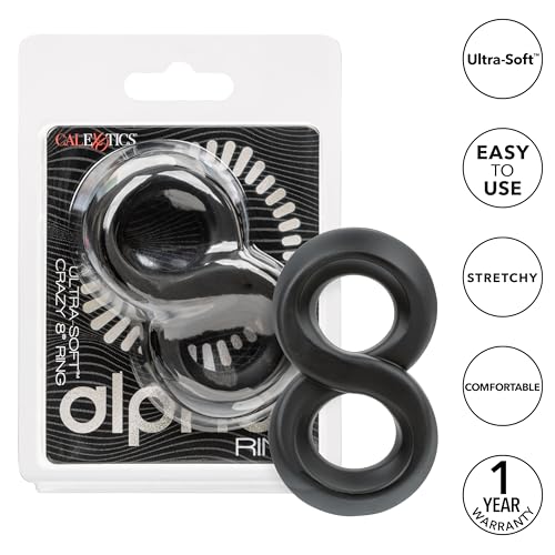 CalExotics Ultra-Soft Crazy 8 Dual Silicone Ring for Scrotum Support, Waterproof, Black