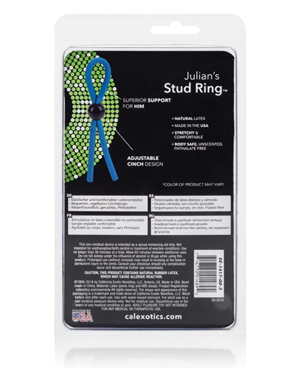 California Exotic Novelties Julians Stud Adjustable Ring – Clear Plastic Penis Ring for Custom Fit