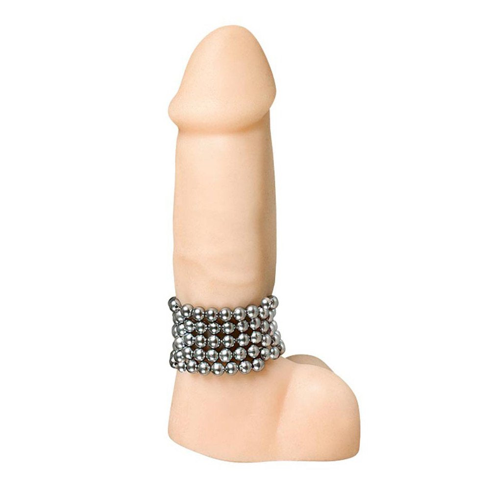 California Exotic Novelties Ultimate Stroker Beads – Phthalate-Free, Waterproof, with 5 Rows of Silver Pearl Beads