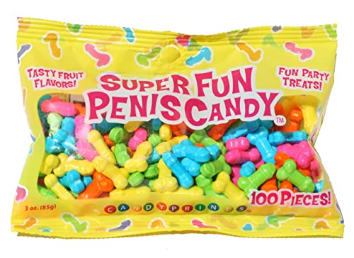 Candy Prints Super Fun Penis Candy – 3 oz Bag of Fruit-Flavored Penis-Shaped Candy (Approx. 100 Pieces)