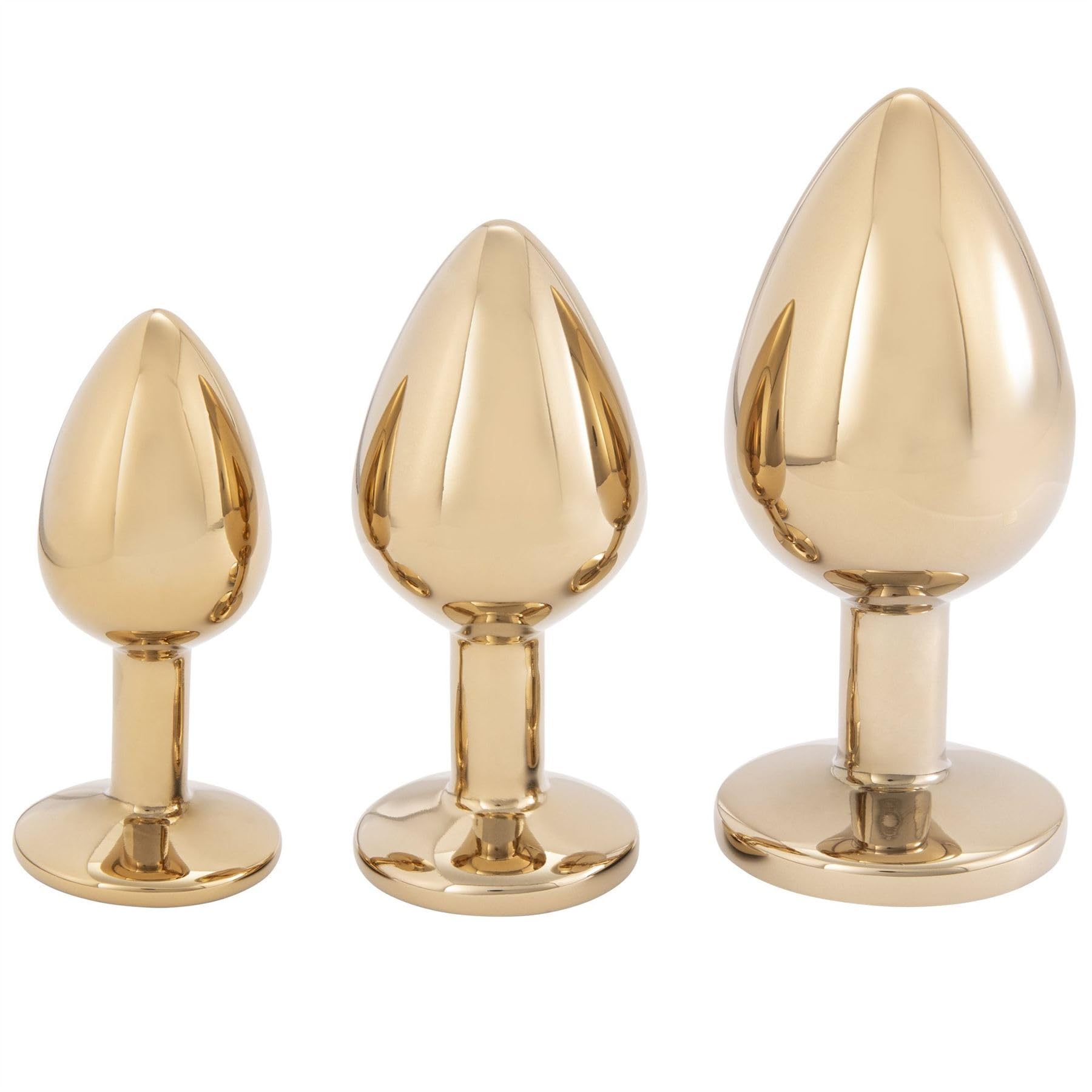 Dark Amour Gold Metal Butt Plug with Colorful Jewel – Small, Medium, Large Sizes for Men and Women