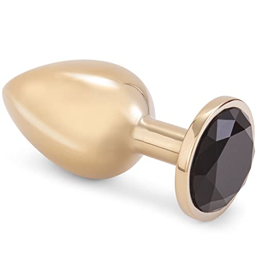 Dark Amour Gold Metal Butt Plug with Colorful Jewel – Small, Medium, Large Sizes for Men and Women