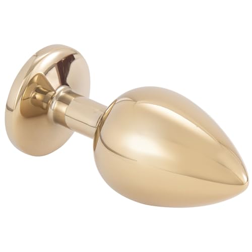 Dark Amour Gold Metal Butt Plug with Colorful Jewel – Small, Medium, Large Sizes for Men and Women