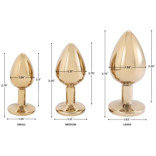 Dark Amour Gold Metal Butt Plug with Colorful Jewel – Small, Medium, Large Sizes for Men and Women