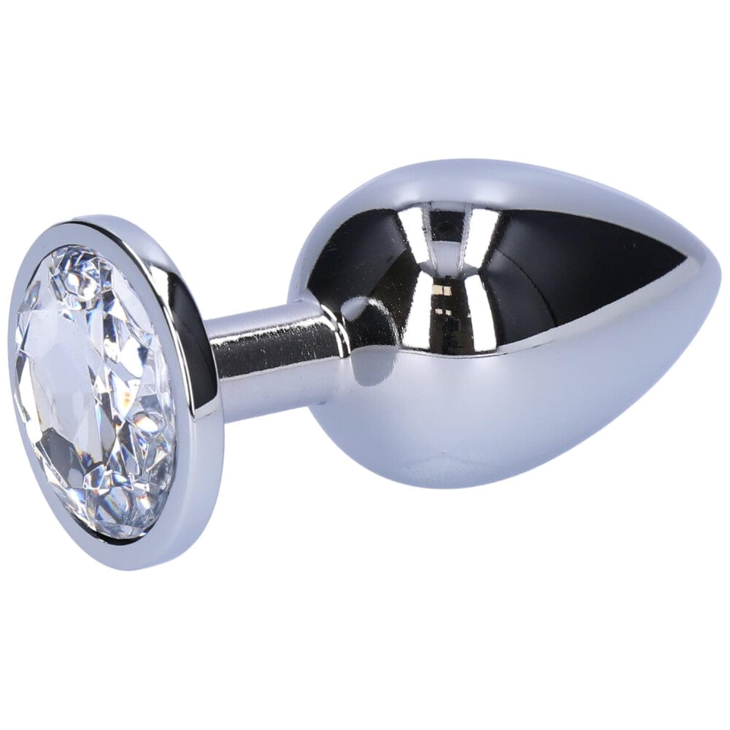 Dark Amour Small Red Bejeweled Anal Plug – Hypoallergenic Metal Butt Plug with Clear Gem
