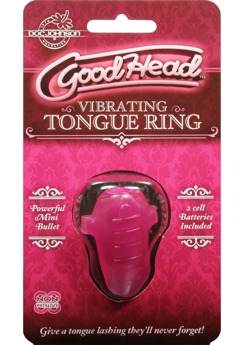 Doc Johnson Goodhead Vibrating Tongue Ring – Clear, Waterproof, Lightweight