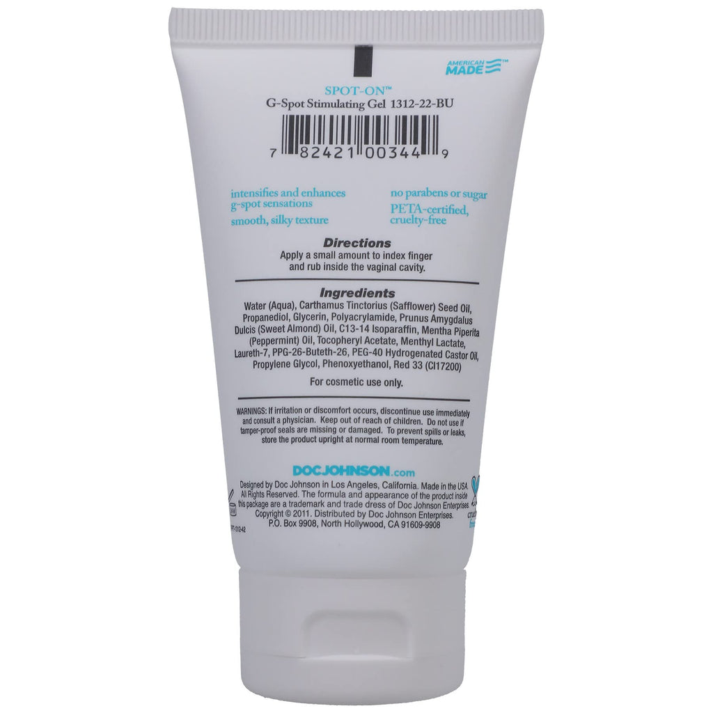 Doc Johnson Spot On G-Spot Stimulation Gel – 2 oz Silky Formula, Paraben-Free, Cruelty-Free