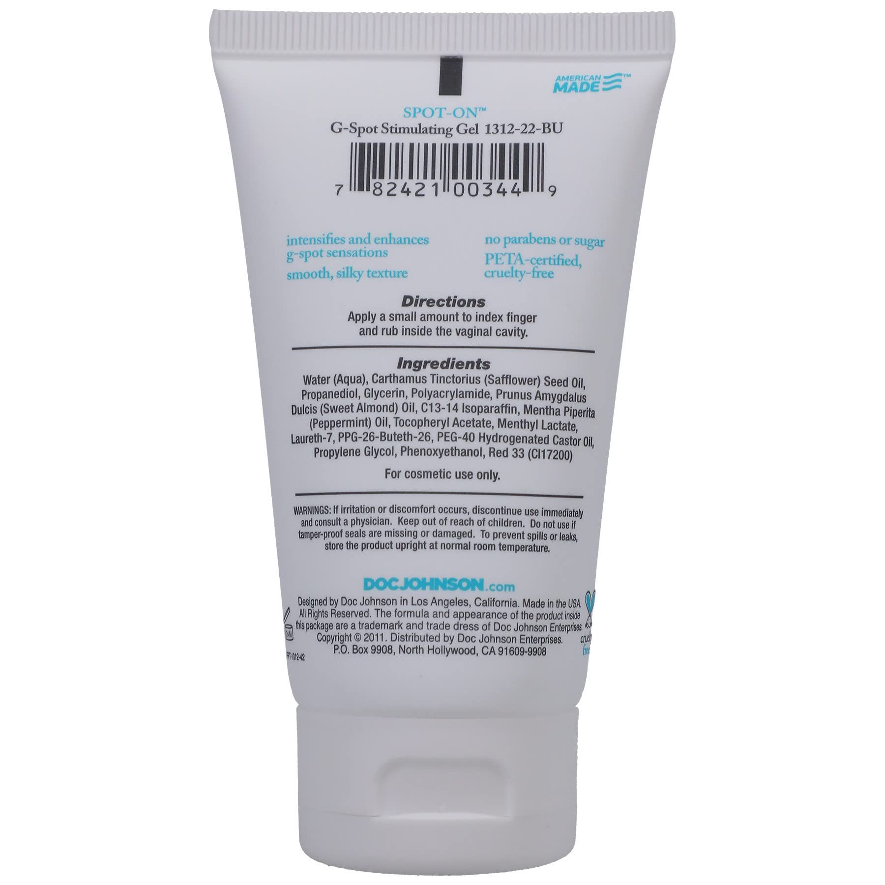 Doc Johnson Spot On G-Spot Stimulation Gel – 2 oz Silky Formula, Paraben-Free, Cruelty-Free