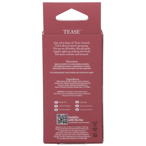 Doc Johnson Tease Mint Nipple Arousal Gel – 0.35 oz – Paraben-Free, PETA Certified