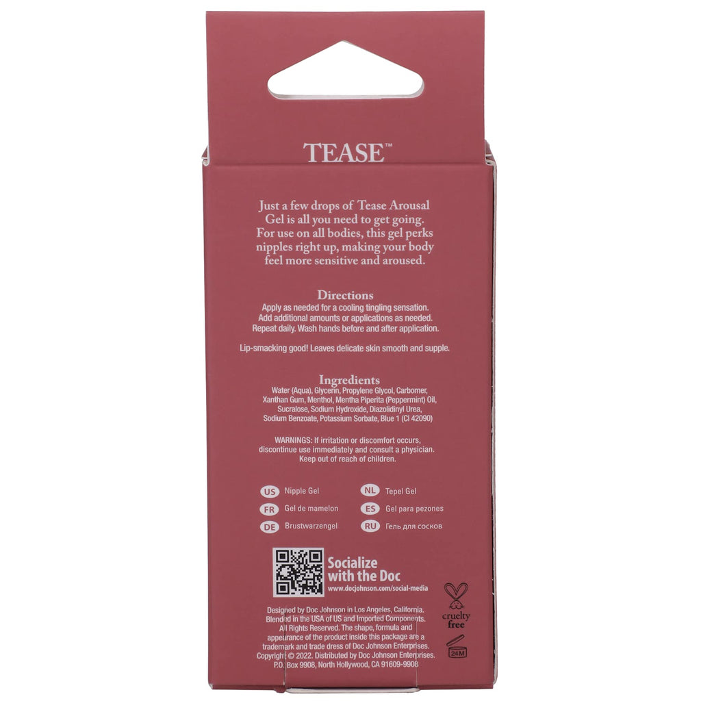 Doc Johnson Tease Mint Nipple Arousal Gel – 0.35 oz – Paraben-Free, PETA Certified