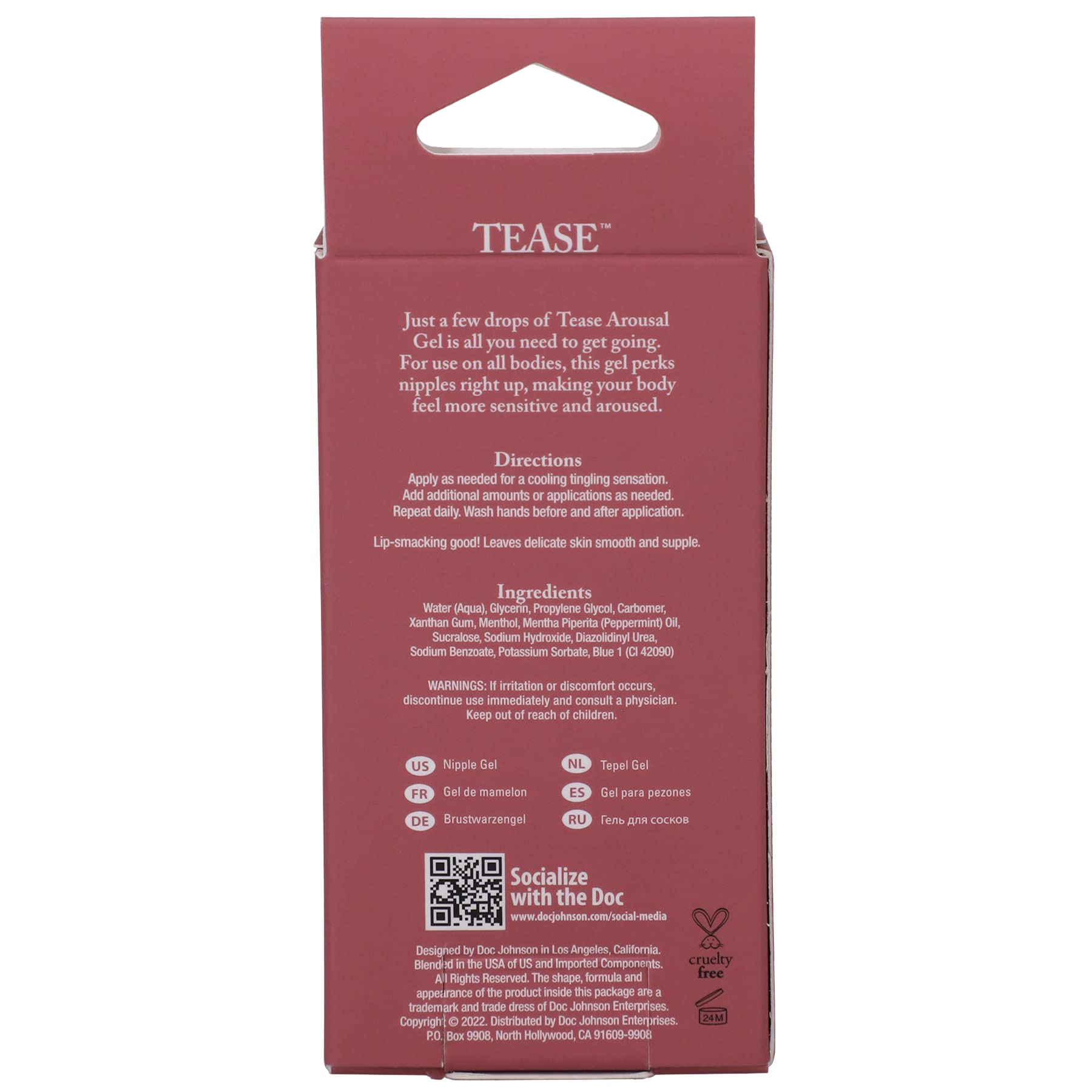 Doc Johnson Tease Mint Nipple Arousal Gel – 0.35 oz – Paraben-Free, PETA Certified