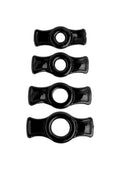 Doc Johnson TitanMen 4-Piece Cock Ring Set – Black TPR with Side Tabs for Firmer Erections