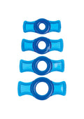 Doc Johnson TitanMen 4-Piece Cock Ring Set – Blue, Phthalate-Free TPR with Side Tabs for Easy Adjustment