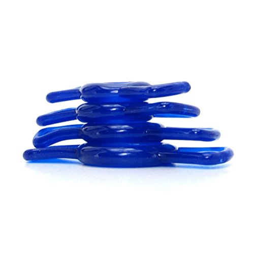 Doc Johnson TitanMen 4-Piece Cock Ring Set – Blue, Phthalate-Free TPR with Side Tabs for Easy Adjustment