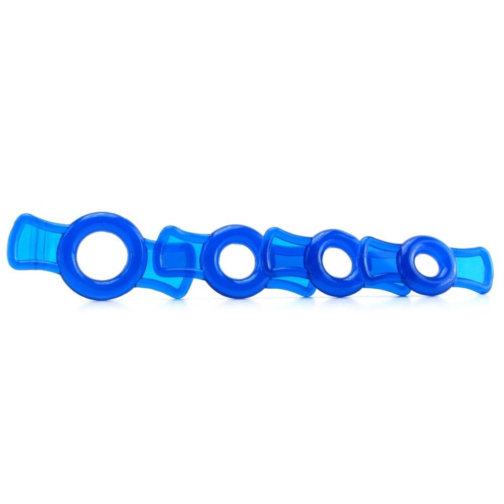 Doc Johnson TitanMen 4-Piece Cock Ring Set – Blue, Phthalate-Free TPR with Side Tabs for Easy Adjustment