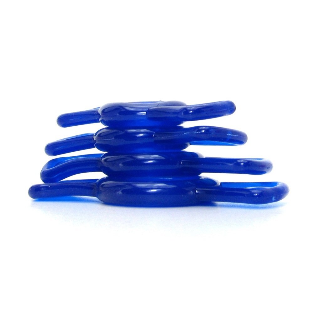Doc Johnson TitanMen 4-Piece Cock Ring Set – Blue, Phthalate-Free TPR with Side Tabs for Easy Adjustment