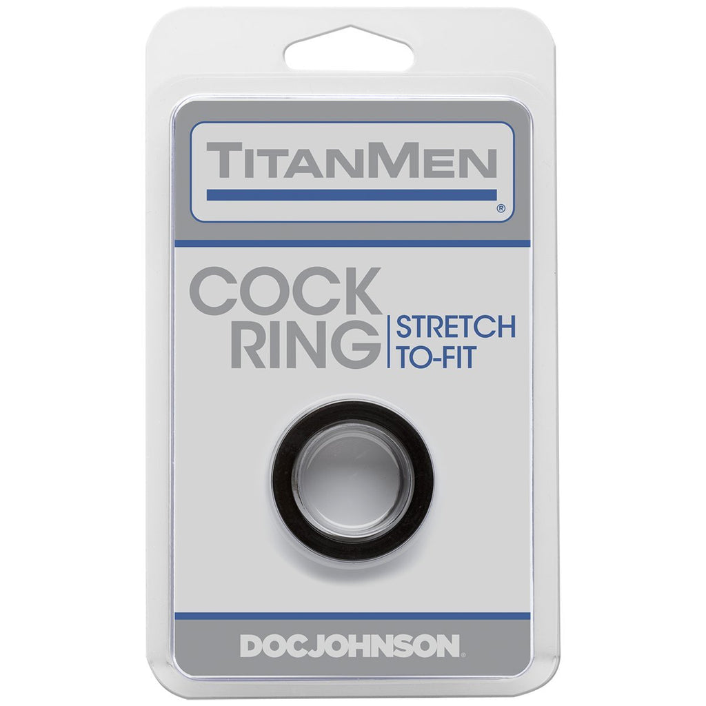 Doc Johnson TitanMen Stretch-to-Fit Cock Ring – Black, Body-Safe TPR for Enhanced Firmness