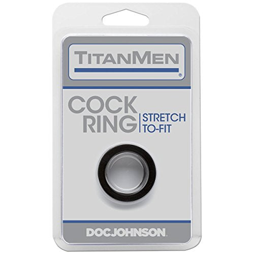 Doc Johnson TitanMen Stretch-to-Fit Cock Ring – Black, Body-Safe TPR for Enhanced Firmness