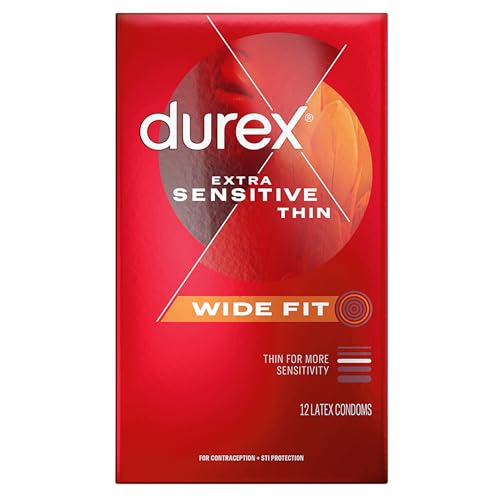 Durex Extra Sensitive Ultra Thin Wide Fit Condoms - Lubricated Latex, 12 Count