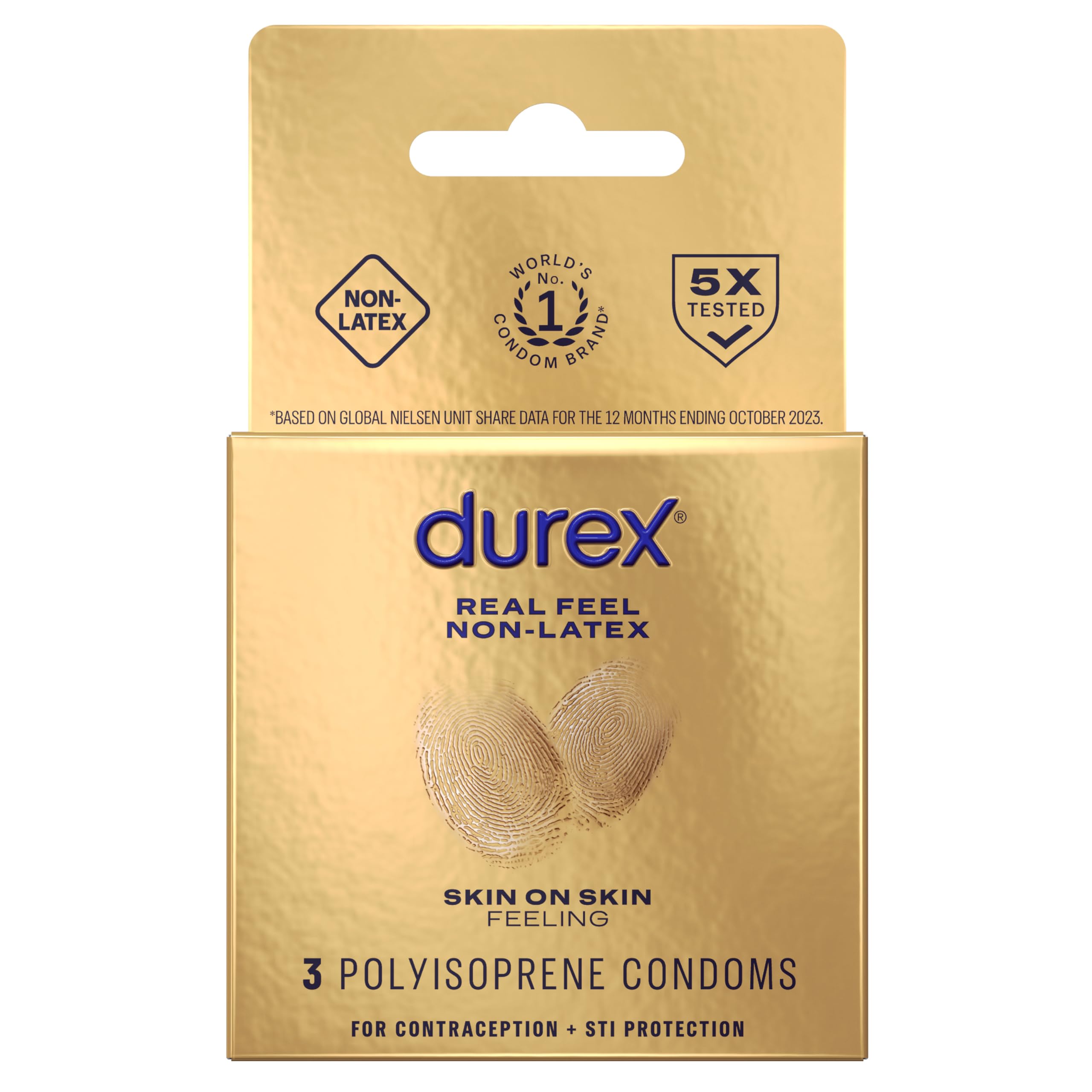 Durex Real Feel Non-Latex Condoms, 3 Count – Ultra-Thin Lubricated Polyisoprene