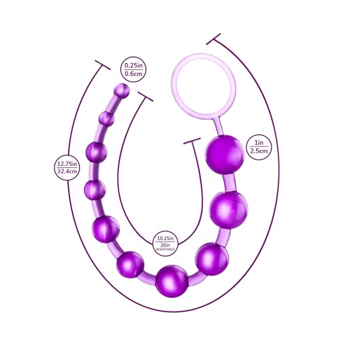 Eden 12-Inch Graduated Anal Beads - 10-Ball Stretcher & Trainer Set in Clear Purple