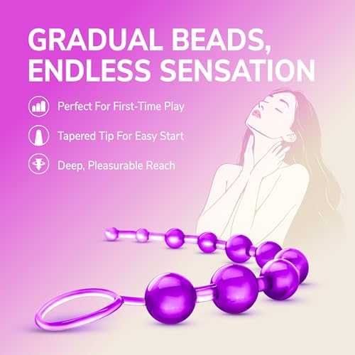 Eden 12-Inch Graduated Anal Beads - 10-Ball Stretcher & Trainer Set in Clear Purple