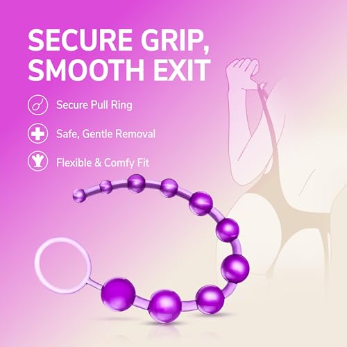 Eden 12-Inch Graduated Anal Beads - 10-Ball Stretcher & Trainer Set in Clear Purple
