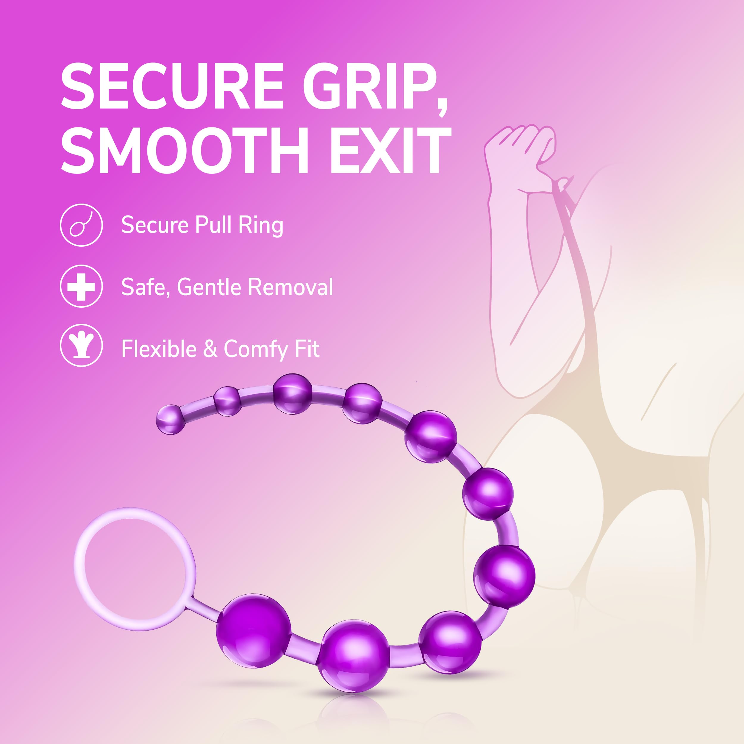 Eden 12-Inch Graduated Anal Beads - 10-Ball Stretcher & Trainer Set in Clear Purple