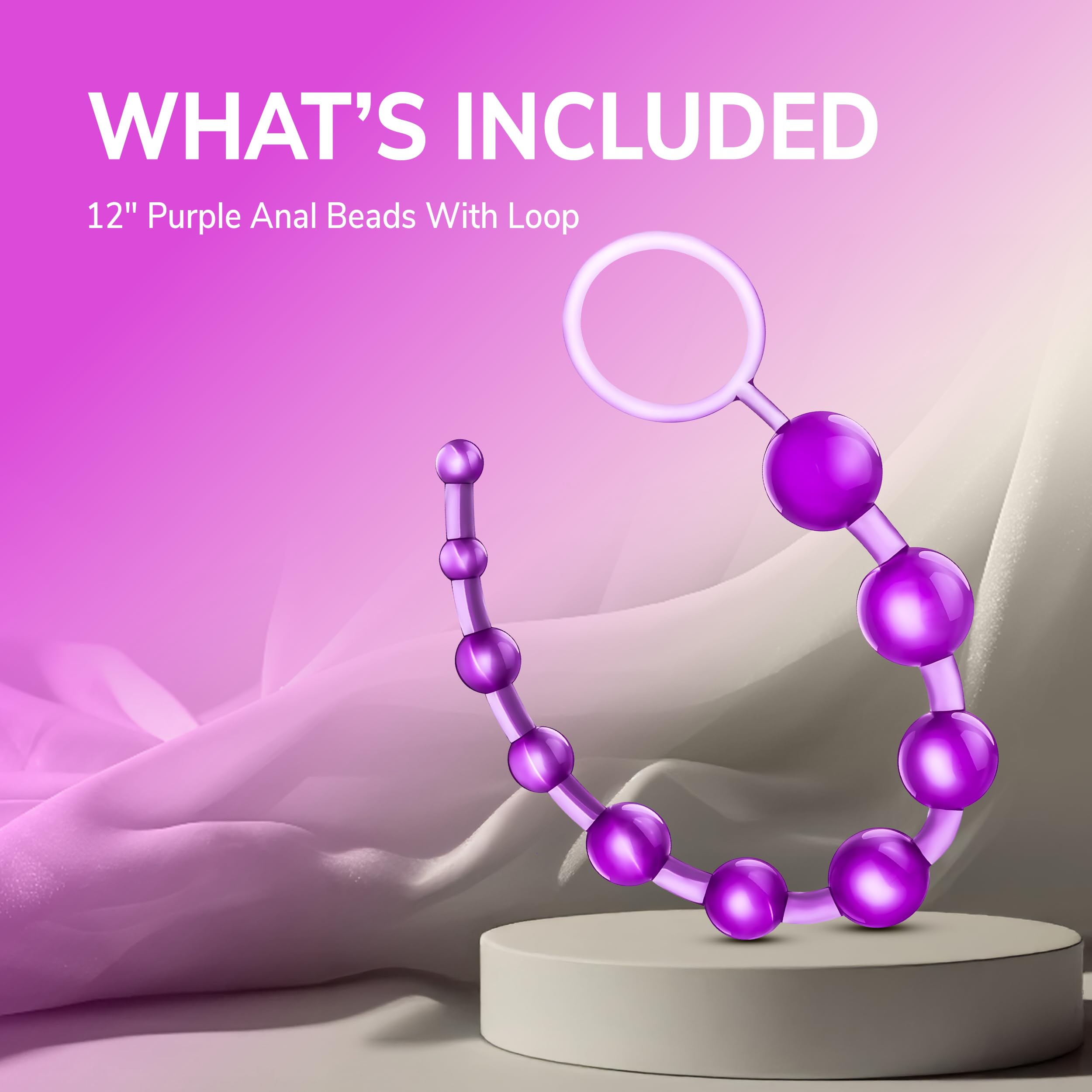 Eden 12-Inch Graduated Anal Beads - 10-Ball Stretcher & Trainer Set in Clear Purple