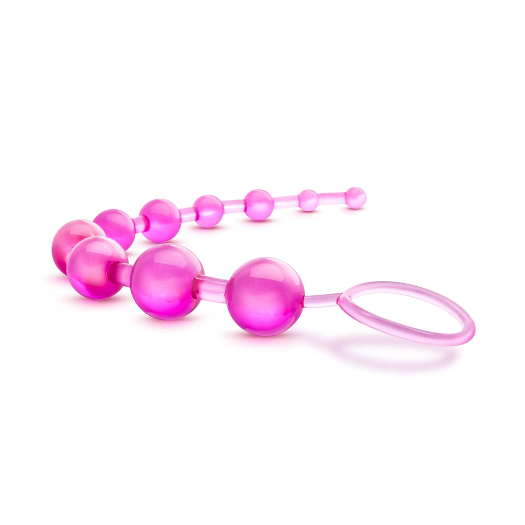 Eden Basic Beads 12-Inch Anal Trainer – 10 Graduated Non-Porous PVC Beads, Clear Pink