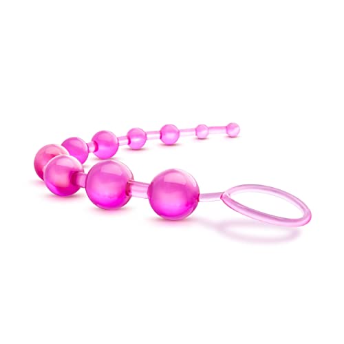 Eden Basic Beads 12-Inch Anal Trainer – 10 Graduated Non-Porous PVC Beads, Clear Pink