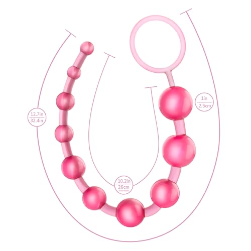 Eden Basic Beads 12-Inch Anal Trainer – 10 Graduated Non-Porous PVC Beads, Clear Pink