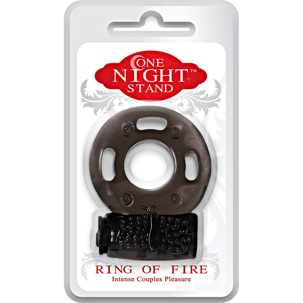 Evolved Novelties One Night Stand Ring of Fire Intense Couples Pleasure - Black Vibrating Penis Ring with Bullet, Waterproof