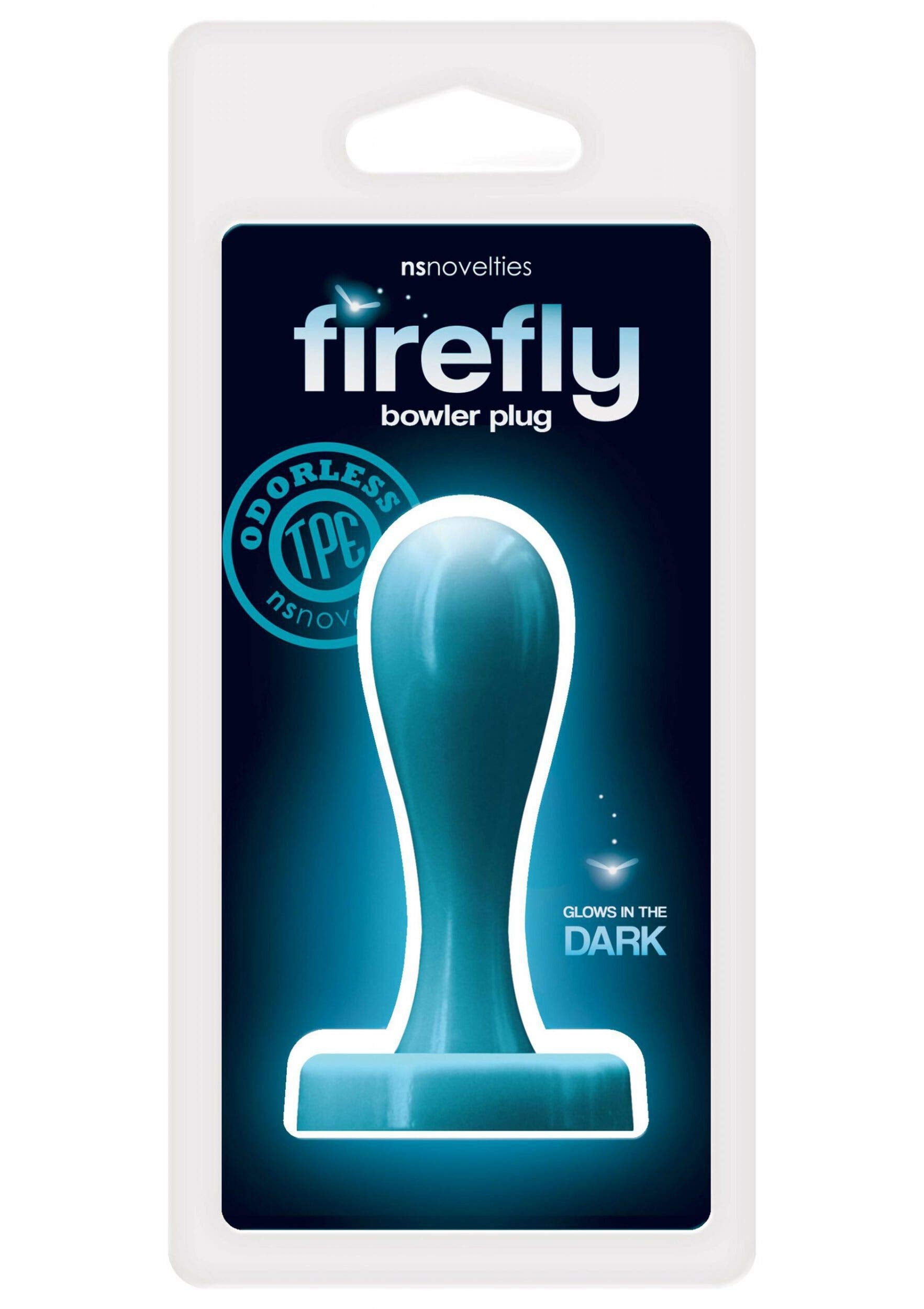 Firefly Bowler Glow-in-the-Dark Butt Plug – Blue Medium TPE Anal Toy
