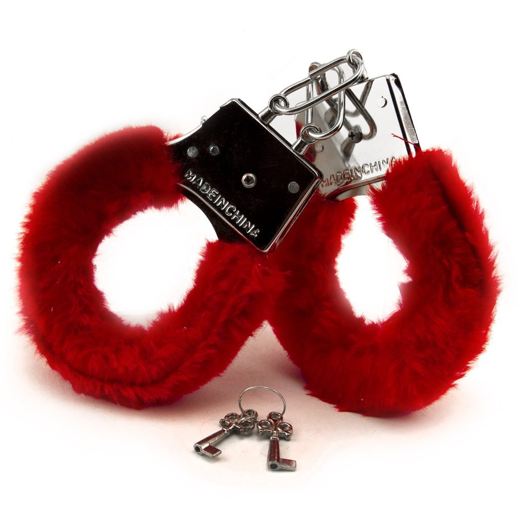 Fuzzy Red Valentine's Handcuffs with Keys – Playful Restraints for Couples