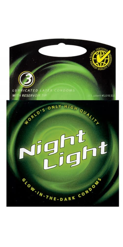 Glow in the Dark Condoms 3-Pack – Night Light Lubricated Condoms with Reservoir Tip
