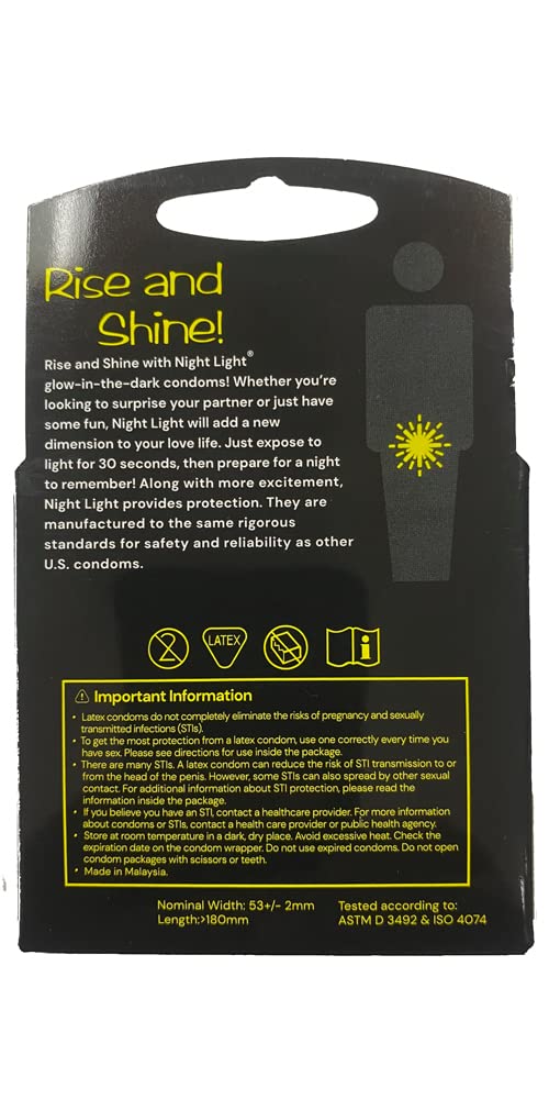 Glow in the Dark Condoms 3-Pack – Night Light Lubricated Condoms with Reservoir Tip