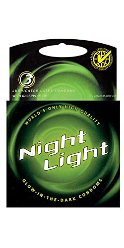 Glow in the Dark Condoms 3-Pack – Night Light Lubricated Condoms with Reservoir Tip