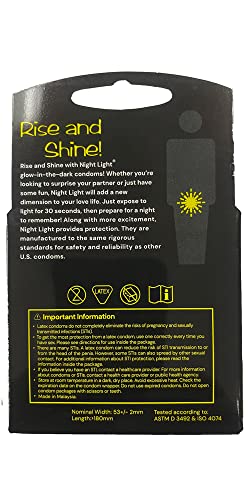 Glow in the Dark Condoms 3-Pack – Night Light Lubricated Condoms with Reservoir Tip