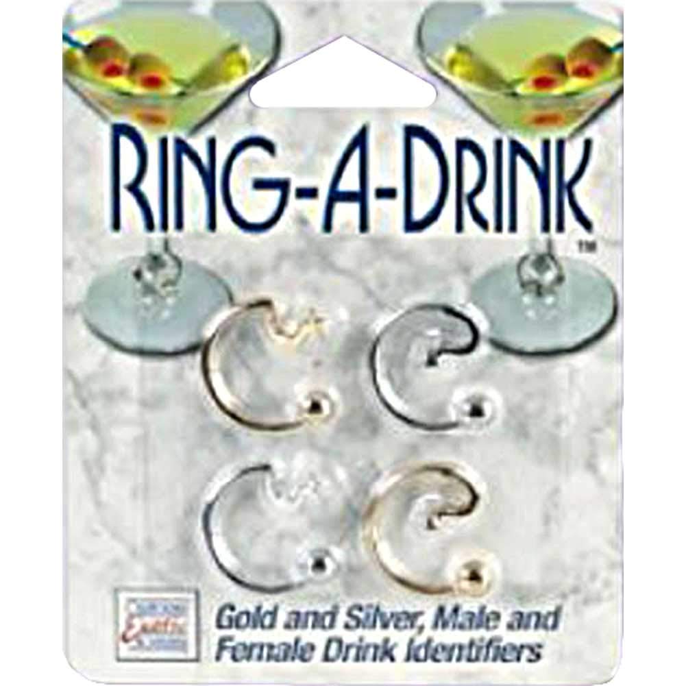 Gold and Silver Male and Female Drink Identifiers – 4 Pack by California Exotic Novelties