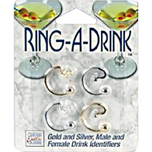 Gold and Silver Male and Female Drink Identifiers – 4 Pack by California Exotic Novelties