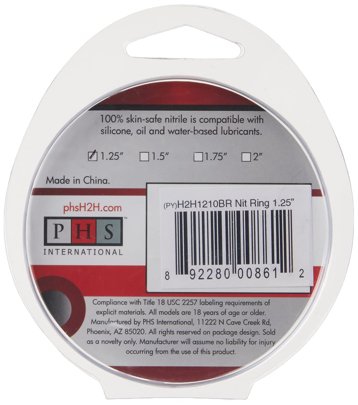 Heart 2 Heart Nitrile Cock Ring in Brick – Skin Safe, Non-Porous, 1.75 Inch