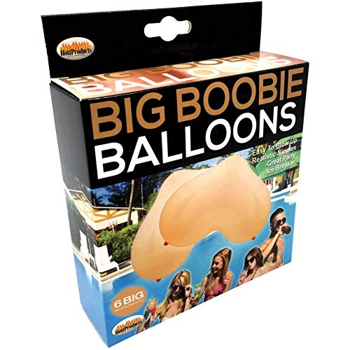 Hott Products Big Boobie Balloons – 6 Flesh-Colored Novelty Balloons for Adult Parties