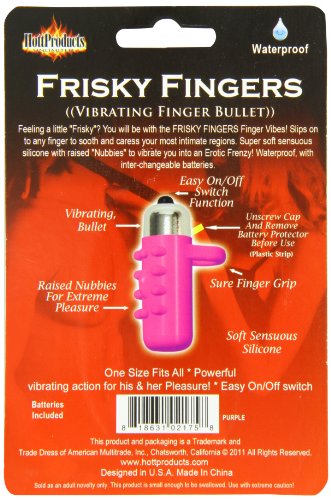 Hott Products Frisky Fingers Purple Silicone Finger Vibrator with Raised Nubbies, Waterproof