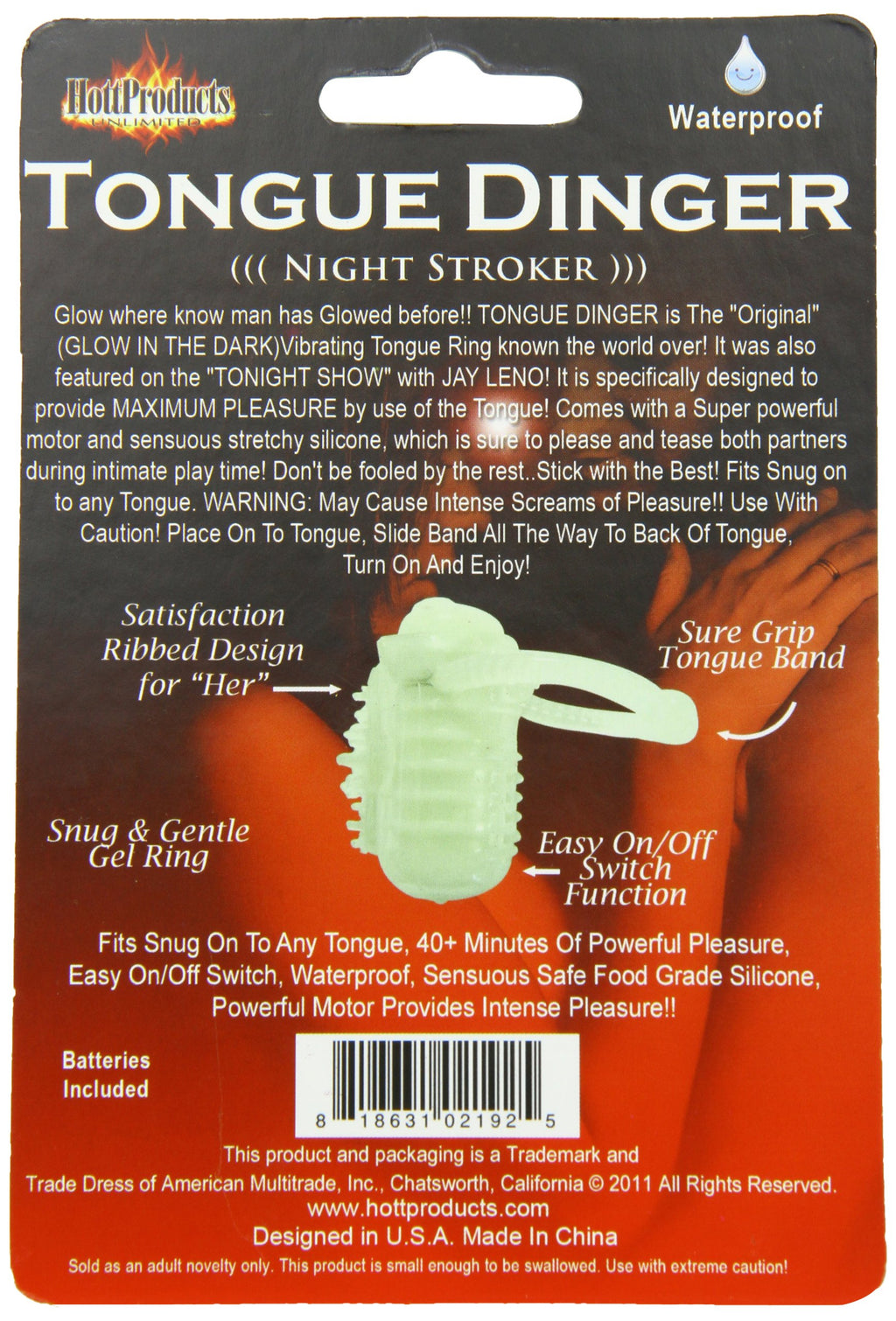 Hott Products Glow in the Dark Tongue Dinger – Silicone Tongue Vibrator