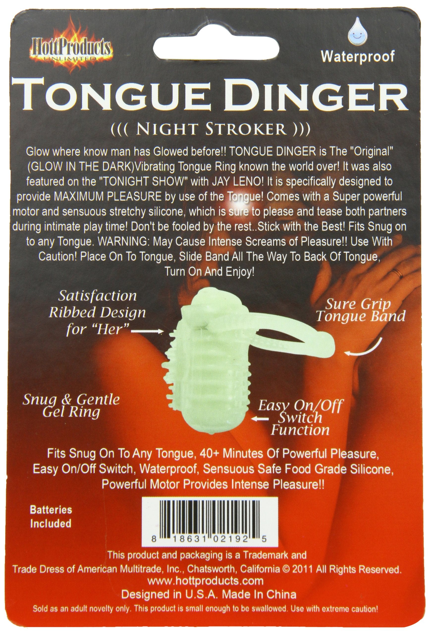 Hott Products Glow in the Dark Tongue Dinger – Silicone Tongue Vibrator