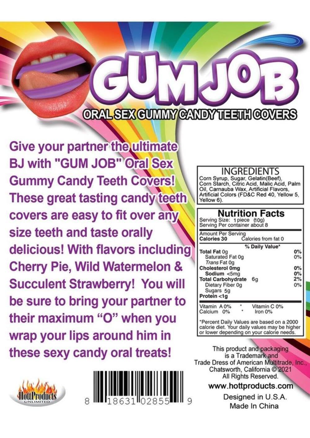 Hott Products Gum Job Oral Sex Candy Teeth Covers – 6 Count Flavored Candy Teeth Covers