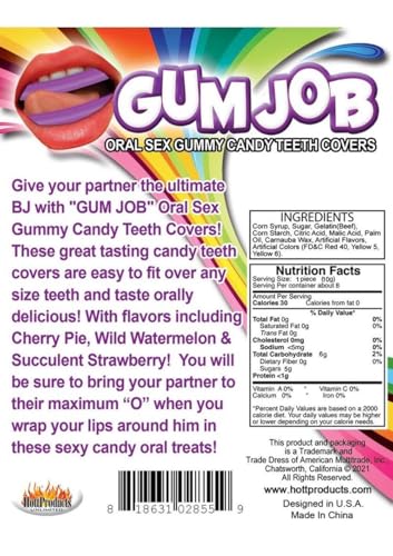 Hott Products Gum Job Oral Sex Candy Teeth Covers – 6 Count Flavored Candy Teeth Covers