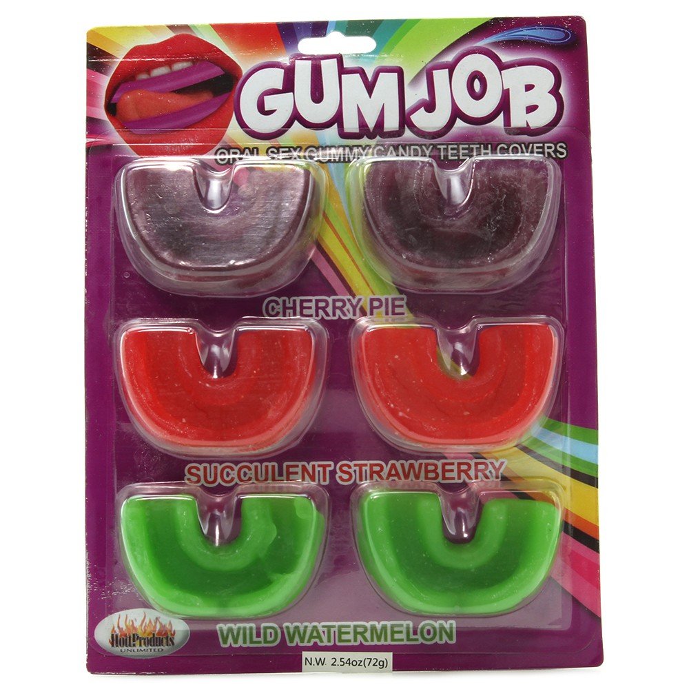 Hott Products Gum Job Oral Sex Gummy Teeth Covers – 6-Pack, Cherry Pie, Strawberry & Watermelon Flavors, 2.5 oz